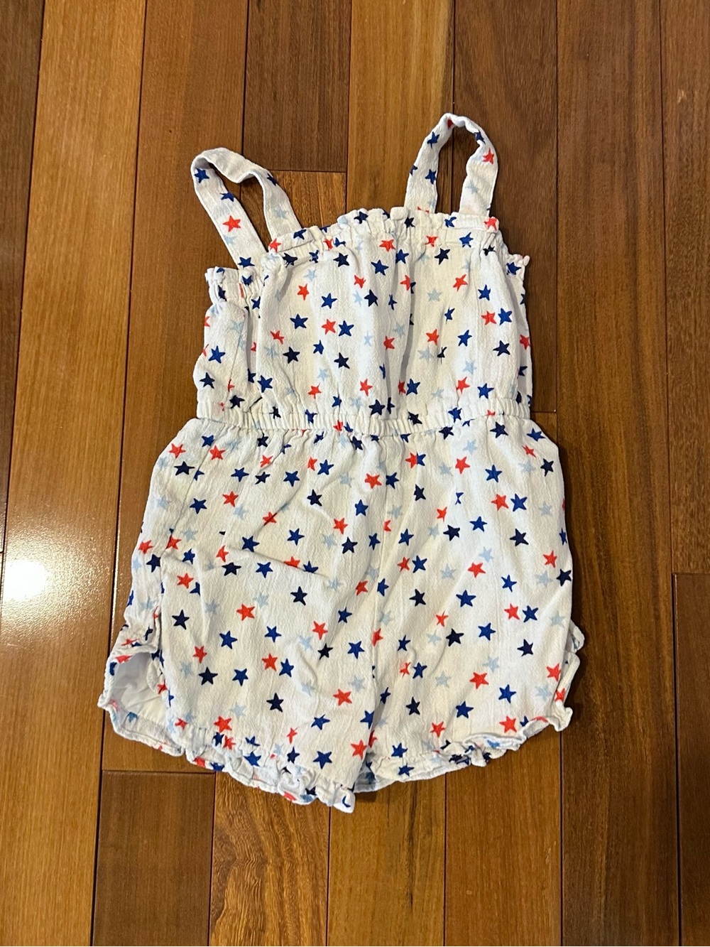 Cat & Jack White Tank Romper with Red and Blue Stars